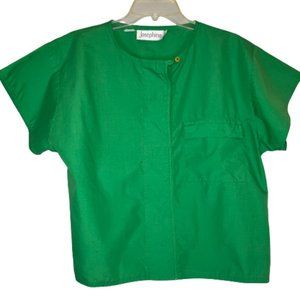 Josephine Womens Short Sleeve Tab-front Green Blouse Size 10